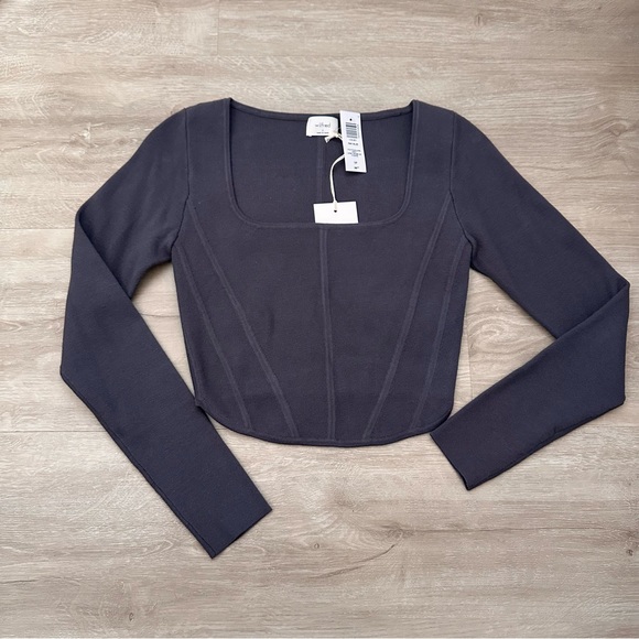 Aritzia Grey Cropped Sweater Wilfred NATALIE SWEATER - Picture 1 of 10